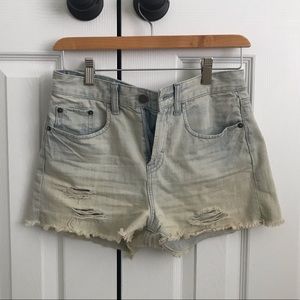 High-rise worn cut off shorts